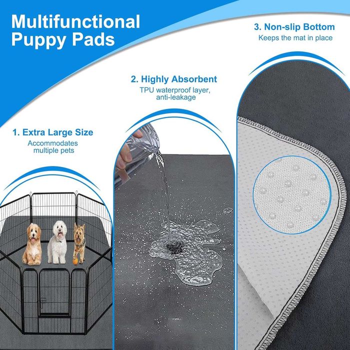 Миеща се подложка за кученца, 183x183 см, за многократна употреба