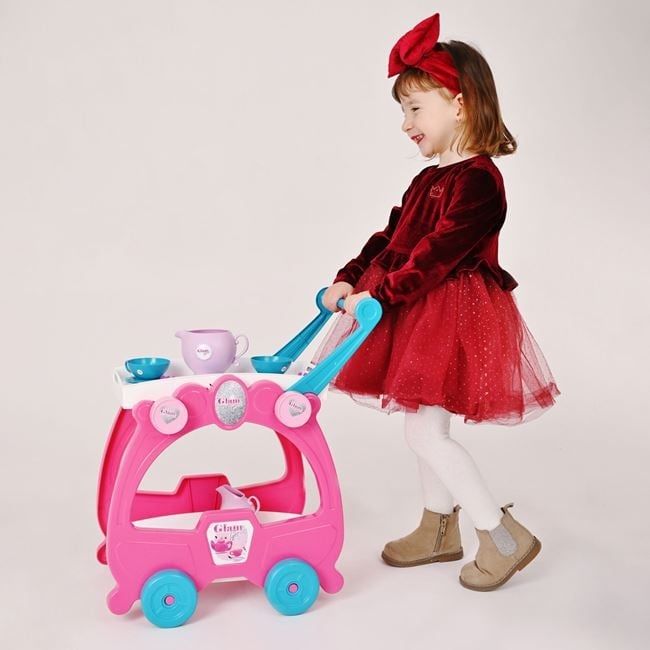 Детска количка за сервиране със сервиз за кафе или чай-41 части