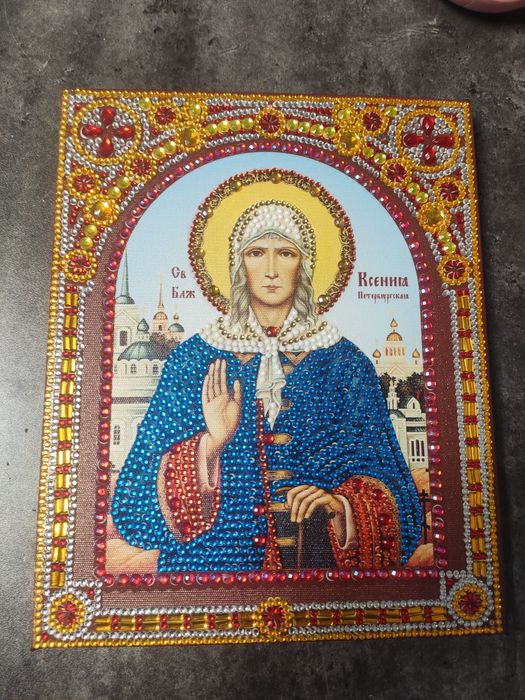 Икона Святой Ксении, алмазная живопись