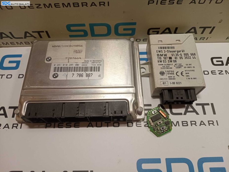 Kit Pornire ECU Calculator Motor Cip Cheie Imobilizator BMW Seria 3 E46 320 2.0 D 136CP Transmisie Cutie Viteze Automata 1998 - 2001 Cod 7786887 0281010205 6905668 05393244 [M6248]