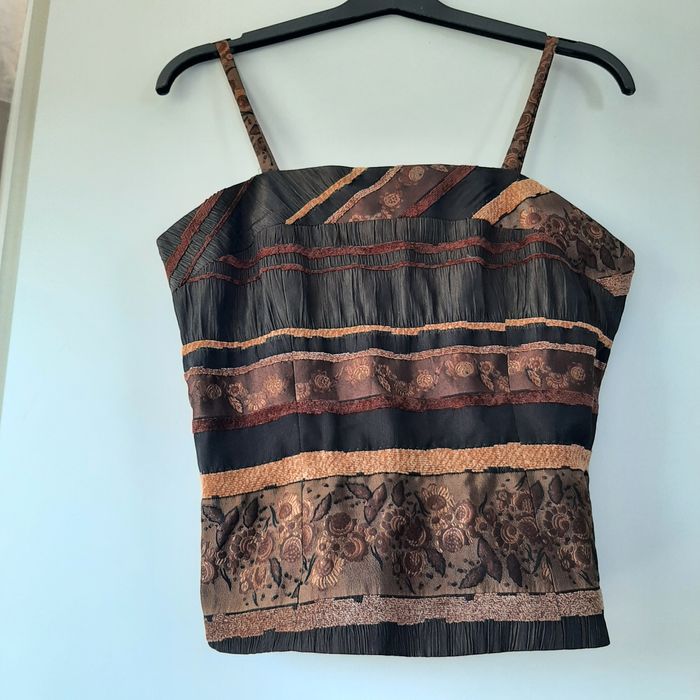 Costum dama matase brocart maro, mărimea 38