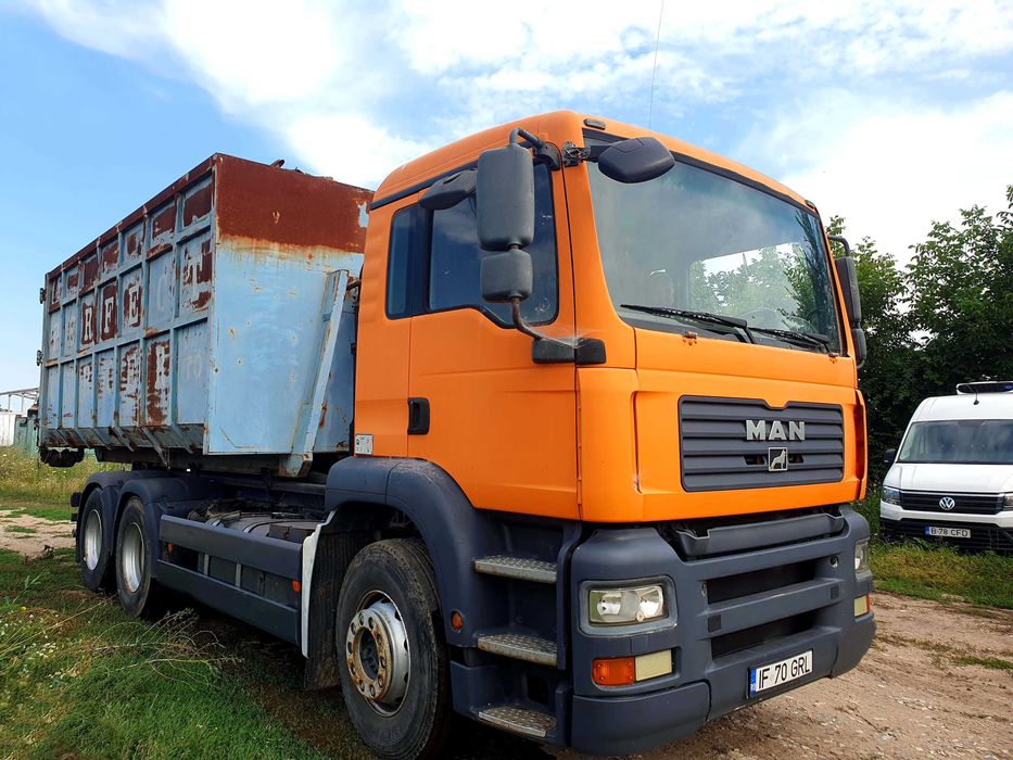 Abrollkipper MAN TGA 430, camion transport container, 2007, Pallift