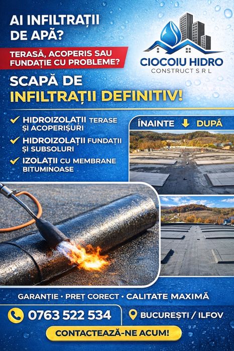 Firmă de hidroizolații, oferim servicii de cea mai bună calitate.