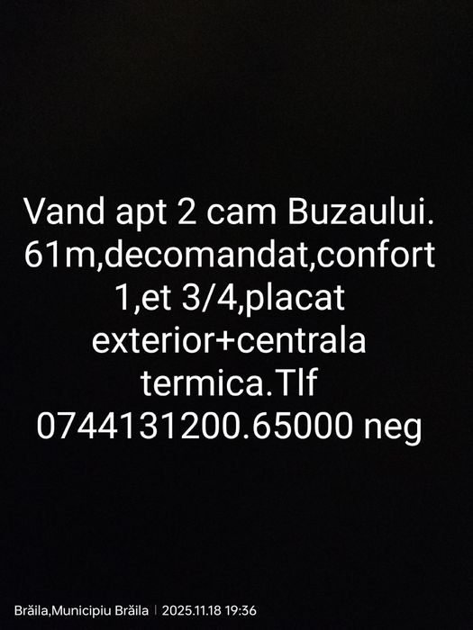 Apt 2 camere confort 1 decomandat