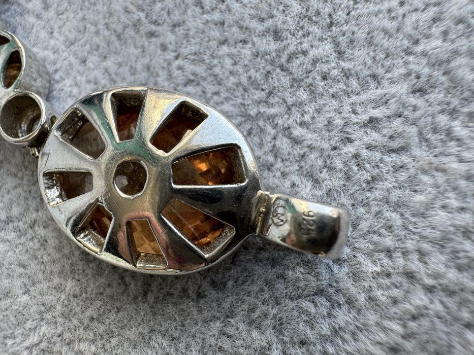 Pandantiv din argint, citrin si cubic zirconia