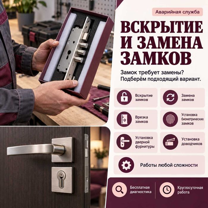 Вскрыть квартиру-врезка второго замка-гаражная дверь-электронный замок