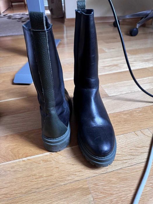 Челси боти Karolina Kurkova със зелена подметка - ест. кожа - 42 номер