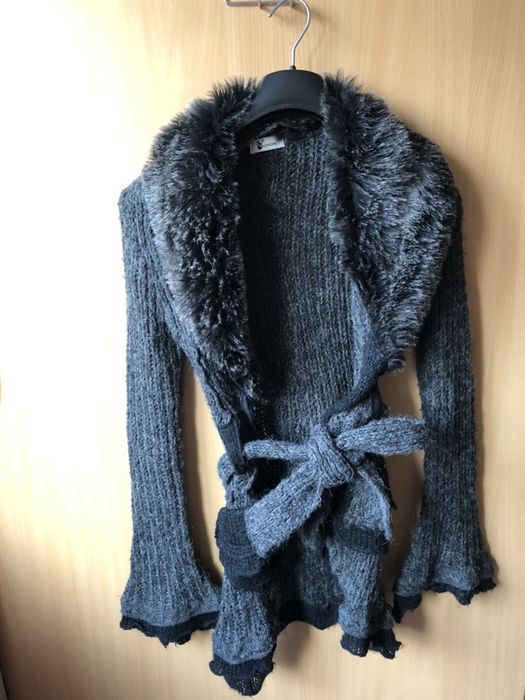 cardigan cu blanita si funda in talie/ croi frumos