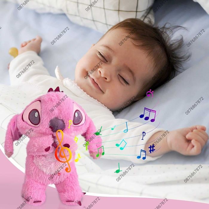 Плюшена дишаща играчка Стич с музика и светлина, Плюшена играчка Стич