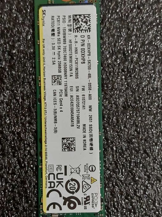 2TB M.2 NVMe PCIe 4.0 - SK Hynix PC811