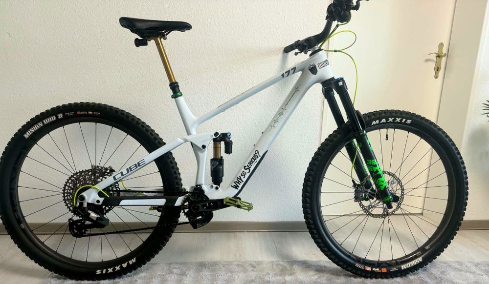 Cube Stereo One77 Карбонов 2024 г. ВИСОК КЛАС Full Fox 38 , Magura Ендуро велосипед