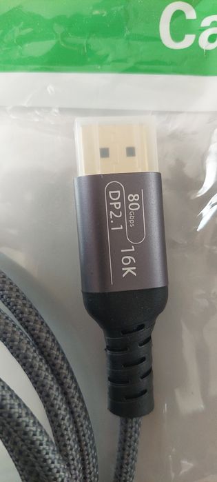 Нов 2 метра Кабел DisplayPort 2.1, 80gbs, 240Hz 16k