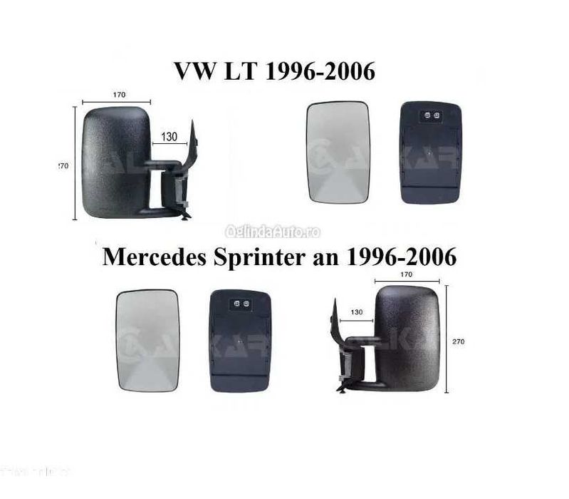 Oglinda VW LT si MERCEDES SPRINTER geam sticla oglinzi stanga dreapta