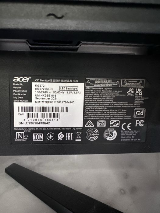 Монитор Acer KG272 (27") на запчасти