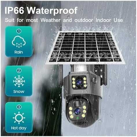 Camera de Supraveghere Duala 4G, 6MP Slot de Cartela SIM, Panou Solar