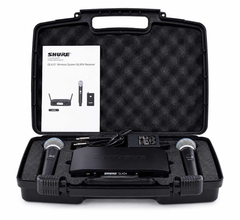 Wireless dublu microfon Shure GLXD4 BETA 58A cu două microfoane CU CASE (Clona)