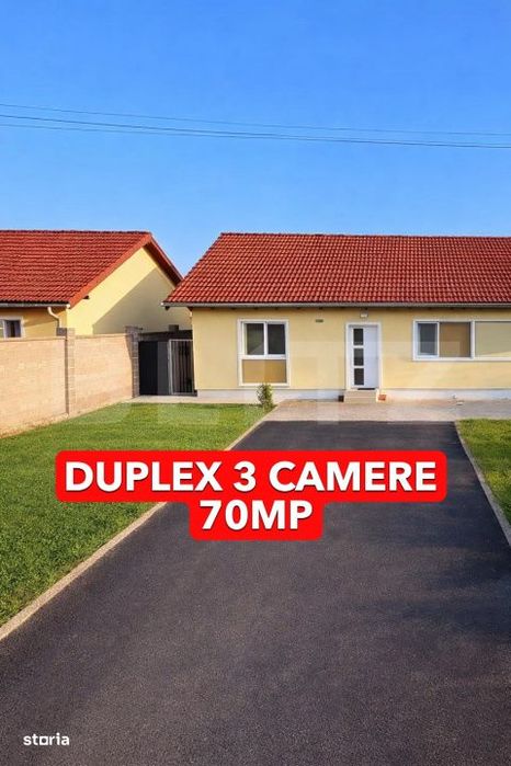 Duplex 3 camere 70mp utili, 250mp teren, complet mobilat utilat Bucova