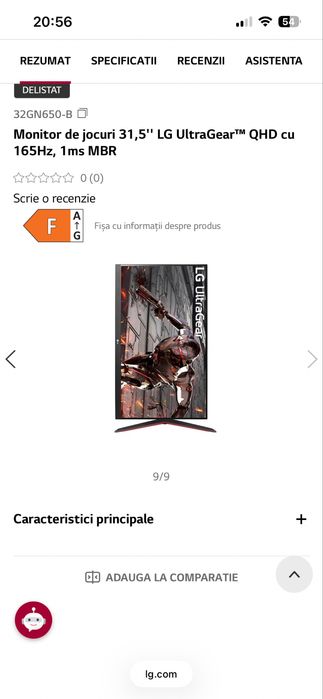 Monitor Gaming LG UltraGear 32” 165Hz 2K