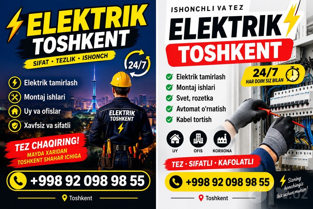 Elektrik Toshkent 24/7 — Tezkor Elektrik Ustasi