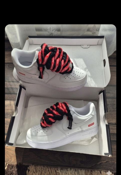 Nike Air Force 1 Supreme White Custom Rope Laces – Mărimea 39