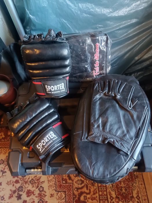 Тренировъчни ръкавици и лапа.