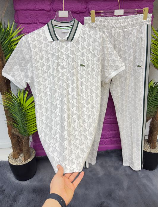 Compleu Lacoste Barbati Alb Pantalon Lung + Tricou!