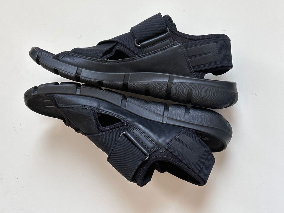 Ecco черни сандали комбинация от текстил и кожа 40номер