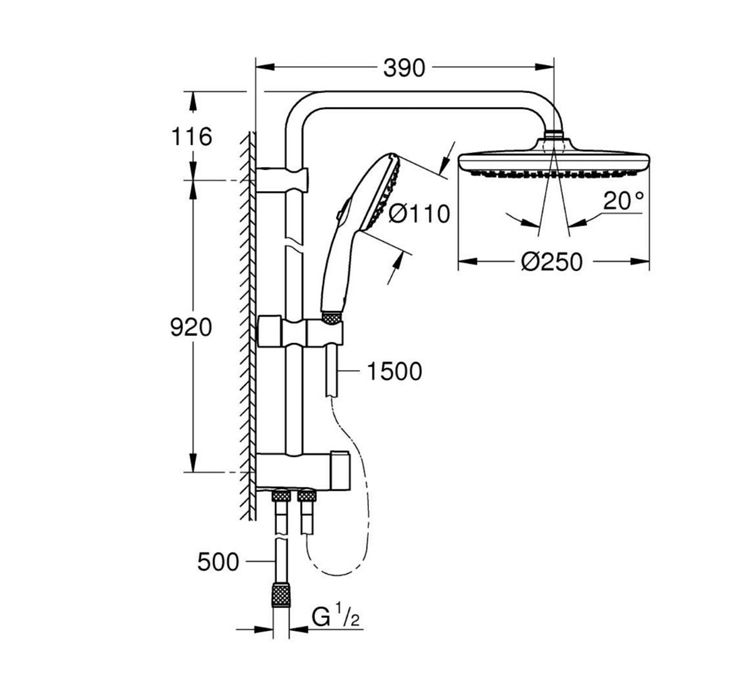 Комплект от Grohe с душ пита ф250