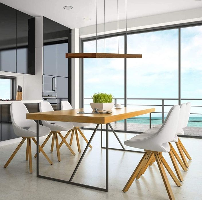 Висяща Лед лампа 100 см дърво и епоксидна смола трапезария, остров.