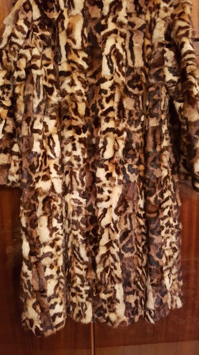 Леопардово  кожено палто естествена кожа
