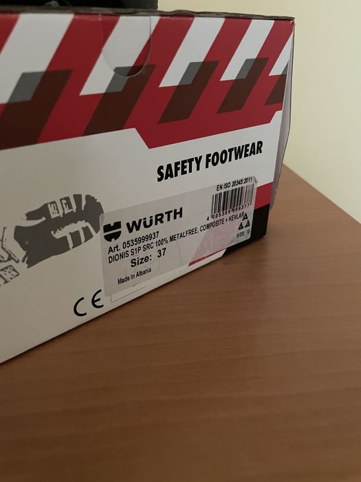 Работни обувки Wurth, с метално бомбе, размер 37