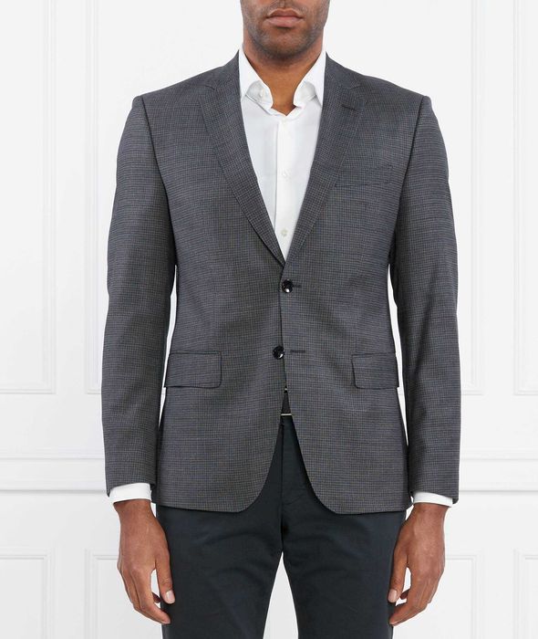 Sacou blazer 54 XXL Hugo Boss lana 100% super 120's gri microstructuri