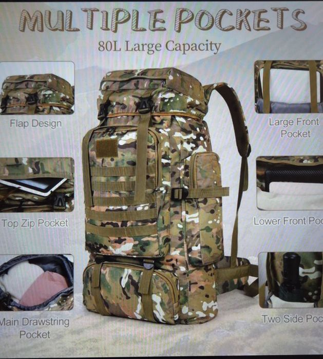 Rucsac Militar kombat /Tactic 80 L /Multifunctional /Drumeții, Nou