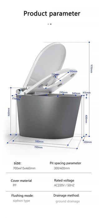 Мултифункционална розова смарт тоалетна L9 с биде подгрев сушене масаж