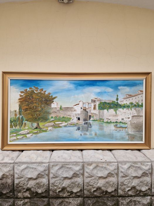 Превъзходна голяма антикварна авторска испанска картина