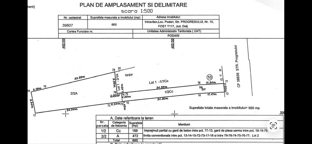 Teren intravilan 660 mp in com.Podari