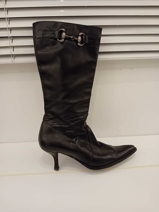 Дамски черни ботуши естествена кожа, произведени в Италия, 38 номер