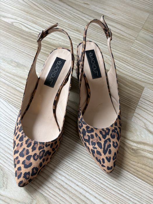 Pantofi slingback animal print