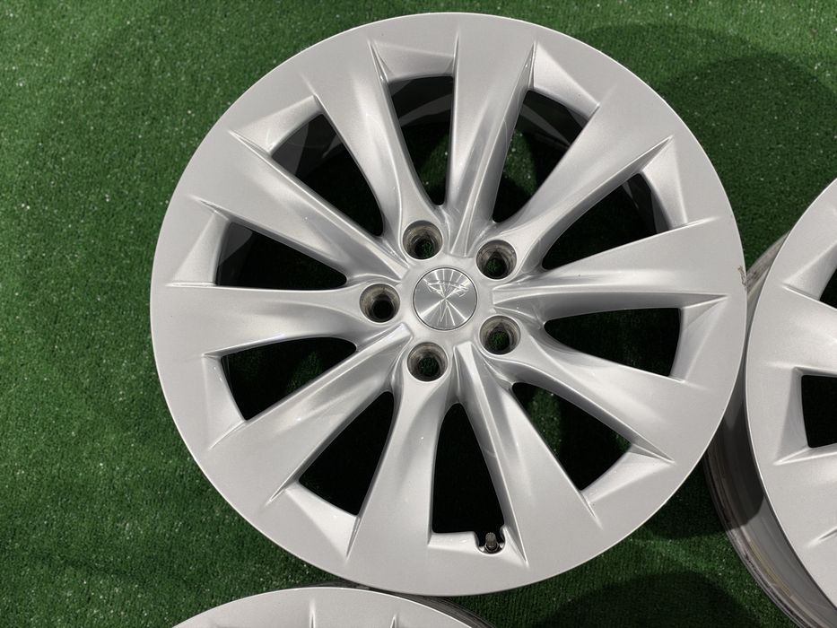 4бр. КАТО НОВИ 19” Оригинални Джанти *SLIPSTREAM/AERO TURBINE* 5х120 за -TESLA S- 8.0Jx19H2, ET40