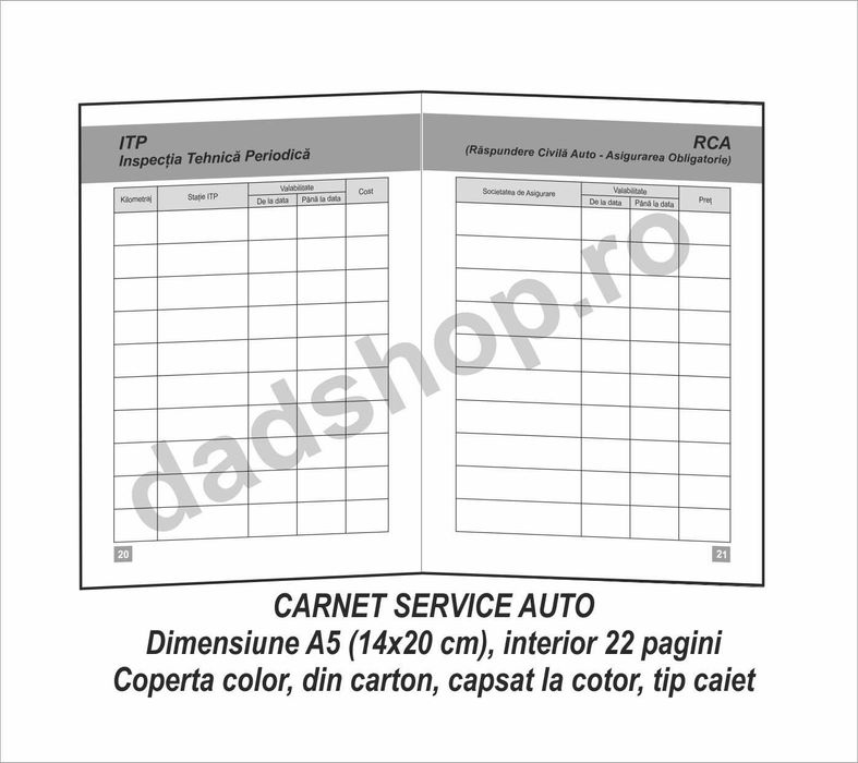 Cartea Service - Carnet Service Auto