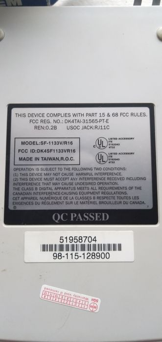 Модем  модель SF-1133/ R16