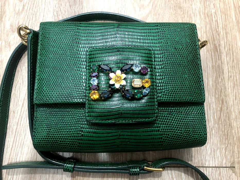 Сумка Dolce & Gabbana DG Millennials Green Lizard Embossed Crystal Bag