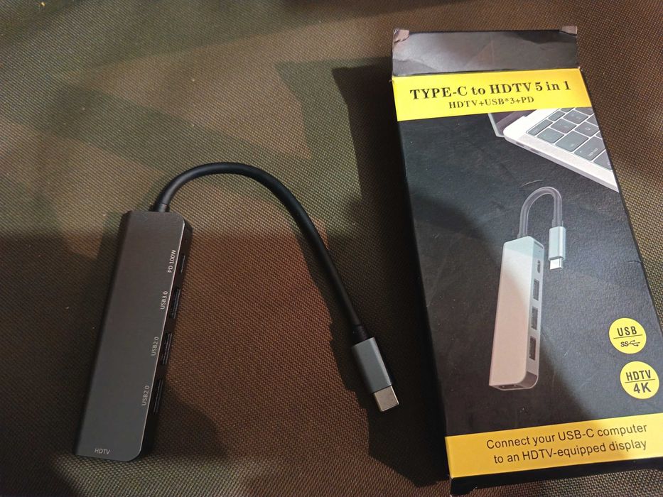 HUB адаптер 5 в 1, USB Type-C