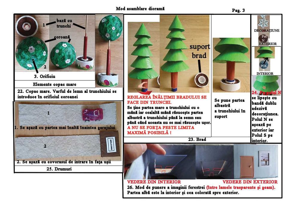 Diorama educativa casa si curte pentru copii cu instructiuni de montaj