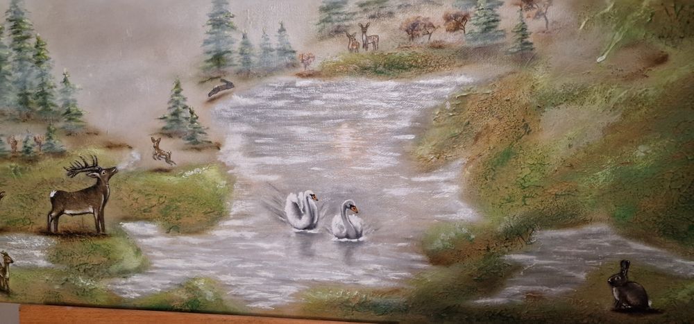 Tablou pictat-natura-animale 60x80 cm