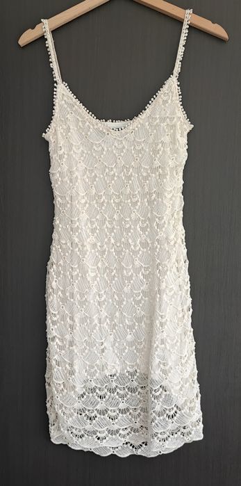 Rochie alba macrame