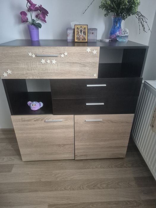 Comoda wenge cu beige cu sertare