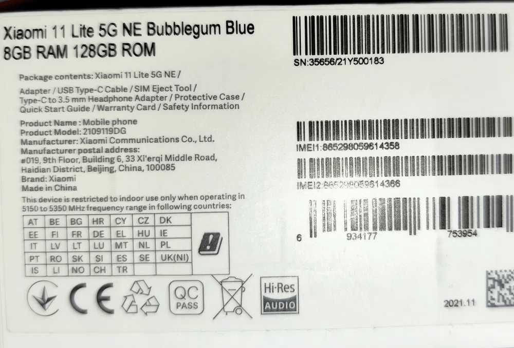 Xiaomi 11 Lite 5G NE