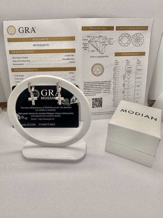 Сребърни обеци кръстчета с мойсанит (Диамант)