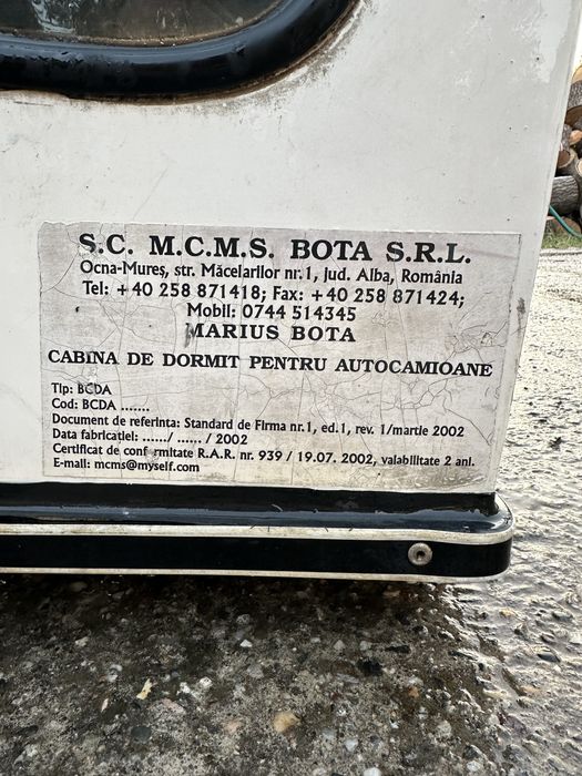 Cabina de dormit pentru AUTOCAMIOANE